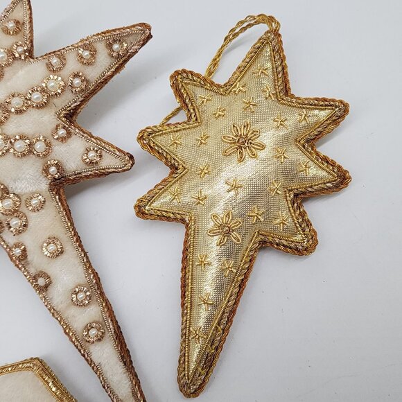 Mark Roberts Ornament Beaded Stars Cross Pearl Metal Tinsel Felt Fabric - Picture 2 of 9